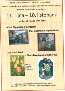 Výstava kreseb, pastelů, akvarelů, olejomaleb a knižních ilustrací bývalých občanů Hrdlovky a Oseka