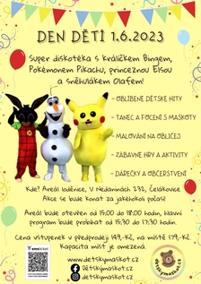 Den dětí - diskotéka s Bingem, Elsou, Olafem a Pikachu