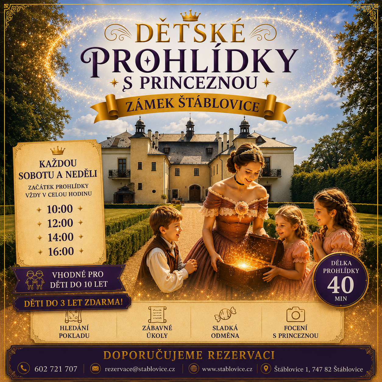 Dětské prohlídky s princeznou na zámku Štáblovice